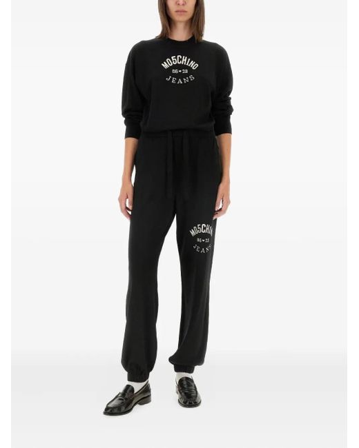 Moschino Black Drawstring Logo Trousers