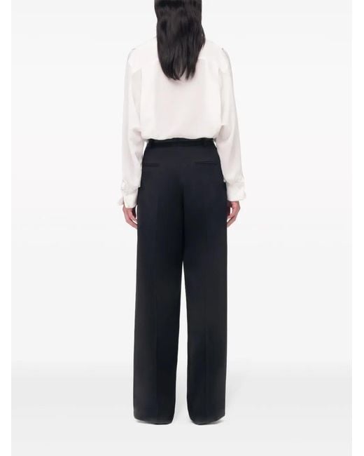 Another Tomorrow White Asymmetric Pleated Silk Shirt