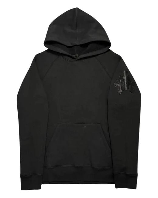 Chrome Hearts Black Triple Cross Leather-Patch Hoodie for men
