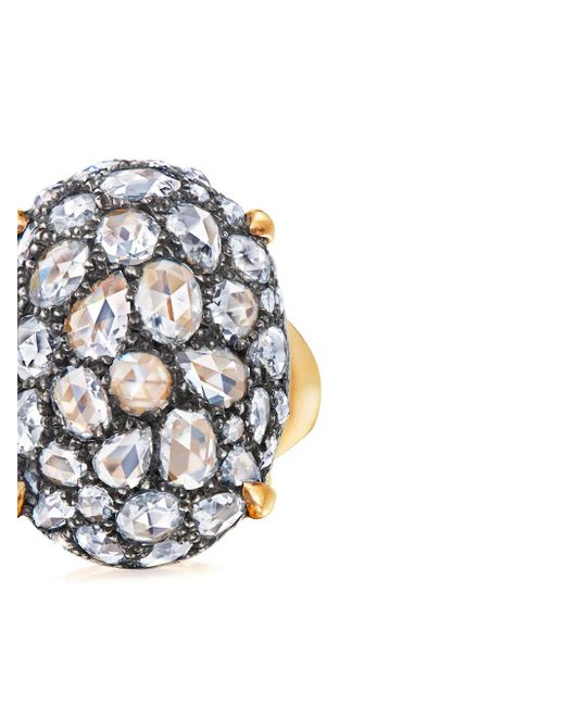 Fred Leighton White 18Kt Rose Cut Diamond Oval Bombe Cocktail Ring