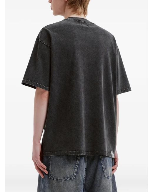 Izzue Black Embossed-Graphic T-Shirt for men