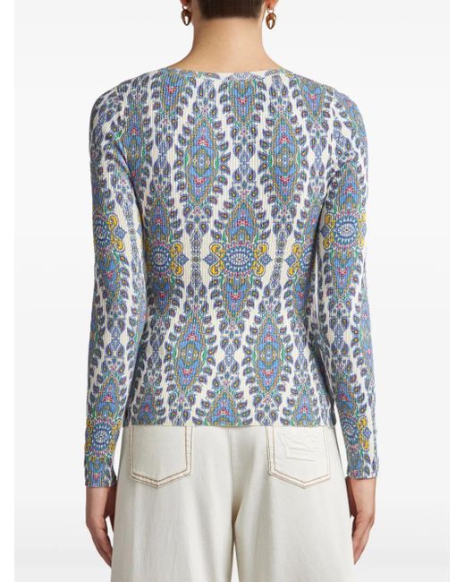 Jersey de punto fino con estampado de cachemira Etro de color Blue