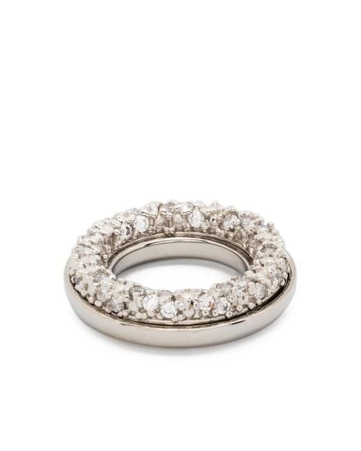 Anello Con Cristalli di Jil Sander in White