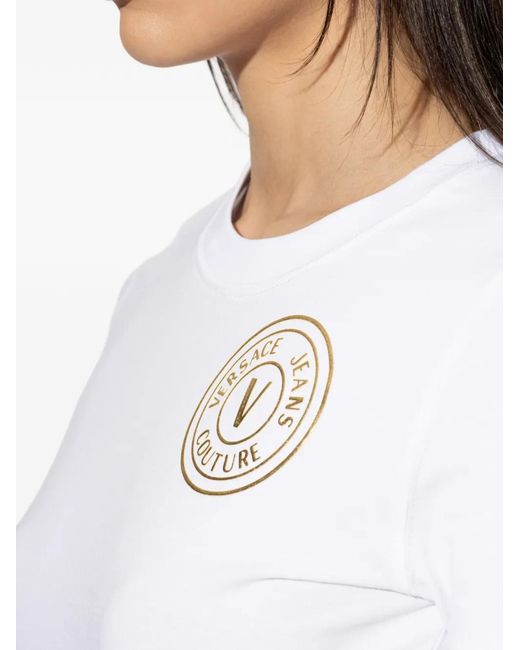 Versace Jeans Couture White T-Shirt À Logo Imprimé
