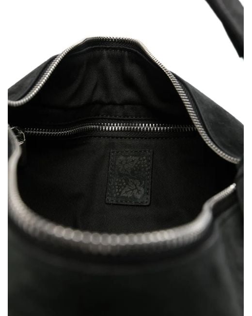 FEDERICO CINA Black Calf-Suede Curved Tote Bag