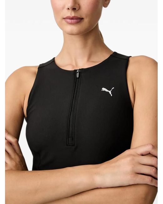 PUMA Black Lightstride Zip-Fastening Tank Top