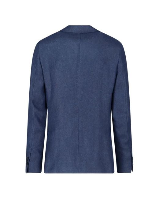 Zegna Blue Button Single-Breasted Blazer for men