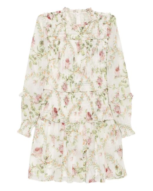 Needle & Thread Natural Colette's Rose Emilia Mini Dress