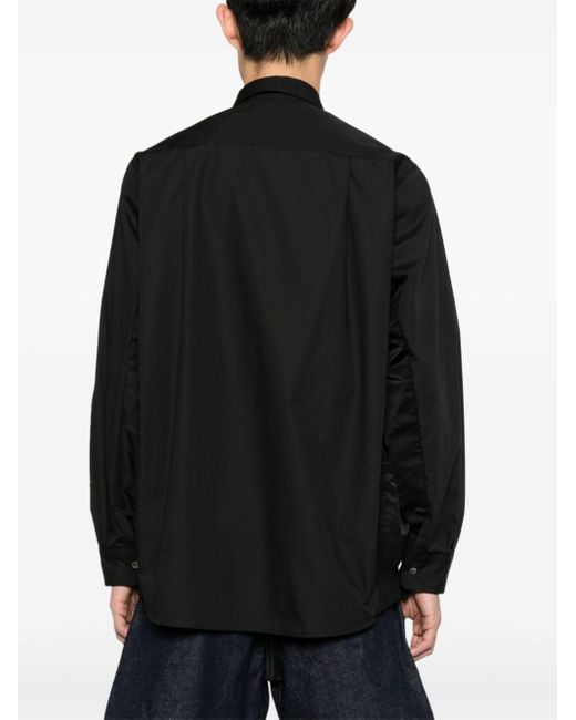 Sacai Black Classic-Collar Poplin Shirt for men