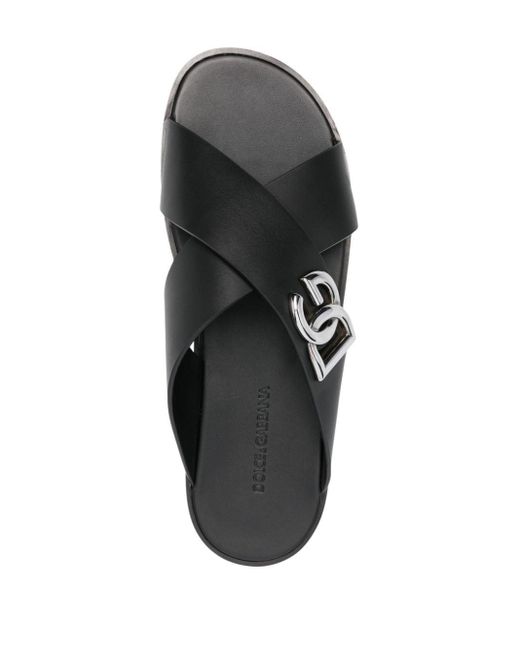 Sandalias con letras del logo Dolce & Gabbana de hombre de color Black