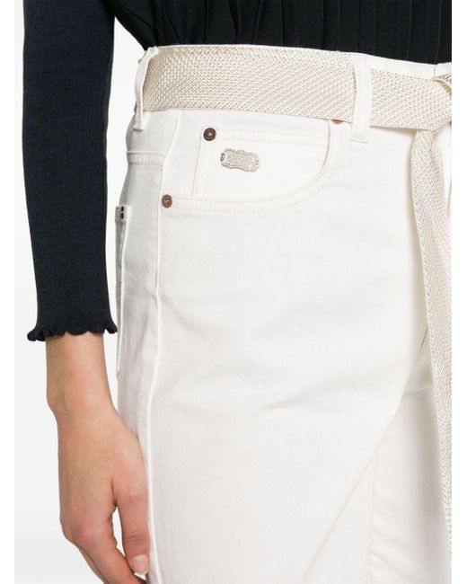 Agnona White High-rise Wide-leg Jeans