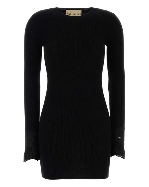 Valentino Garavani Black Lace Cashmere Mini Dress