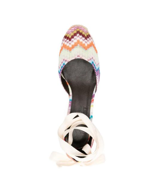 Missoni Pink Chevron-Pattern Tie Espadrilles