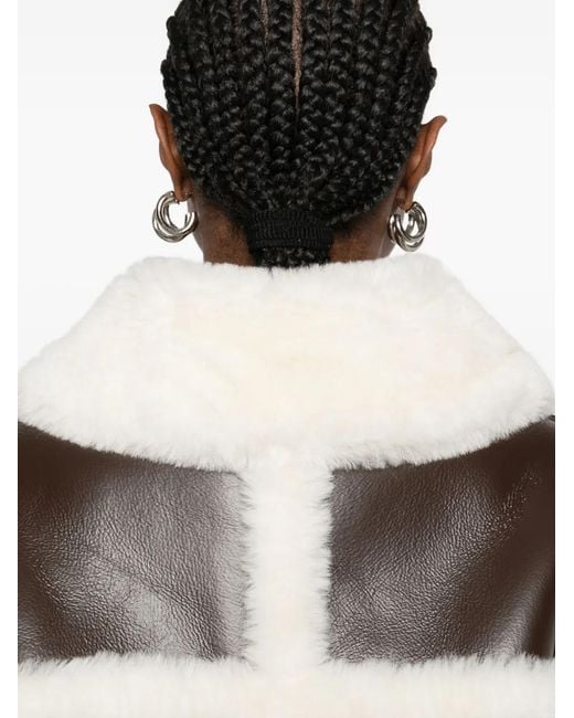 Stand Studio White Button-Fastening Shearling Jacket