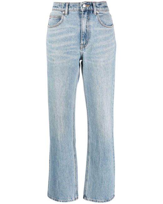 Alexander Wang Blue Halbhohe Straight-Leg-Jeans