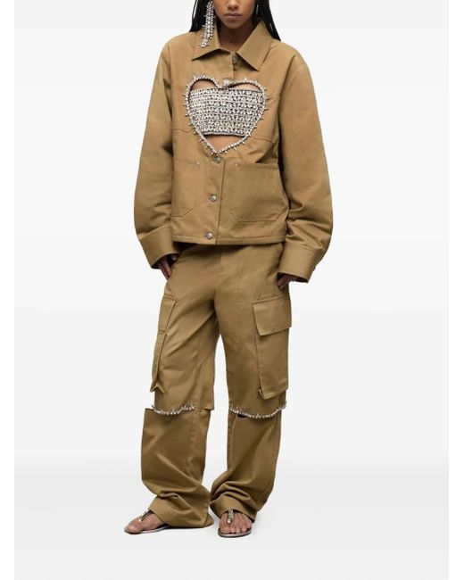 Area Green Crystal-Embellished Cargo Pants