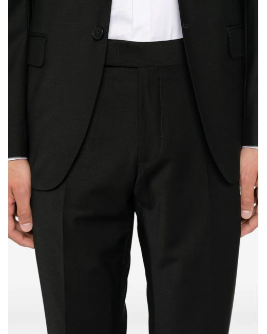 Karl Lagerfeld Black Pantalon À Plis Marqués Et Passants De Ceinture for men