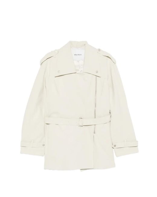 Gabardina Chiodo Con Cinturón Halfboy de color White