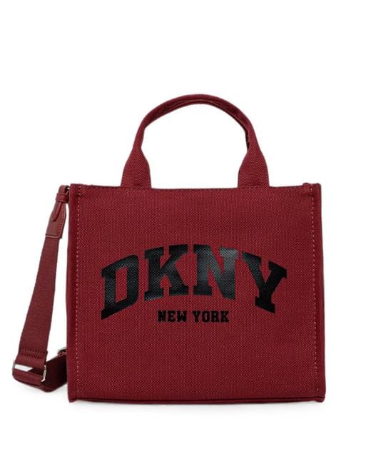 DKNY Red Medium Hadlee Logo-Print Tote Bag