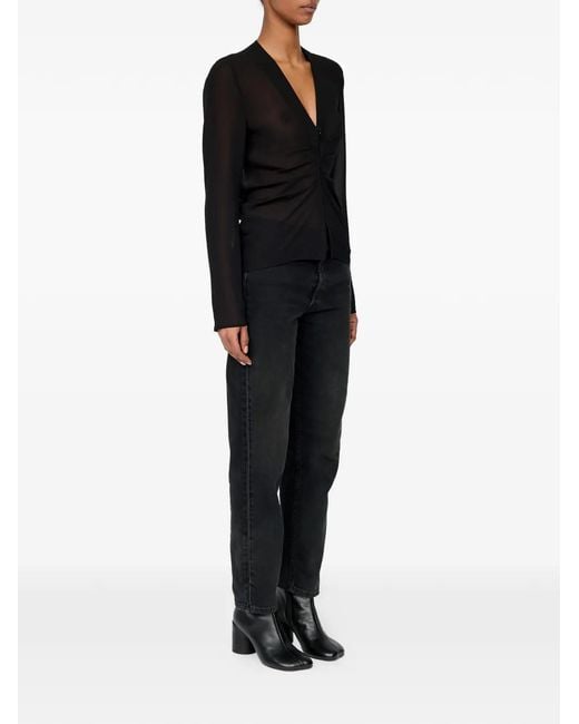 MM6 by Maison Margiela Black Haut Froncé À Col V