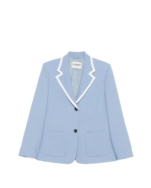 Iceberg Blue Contrasting-Trim Blazer