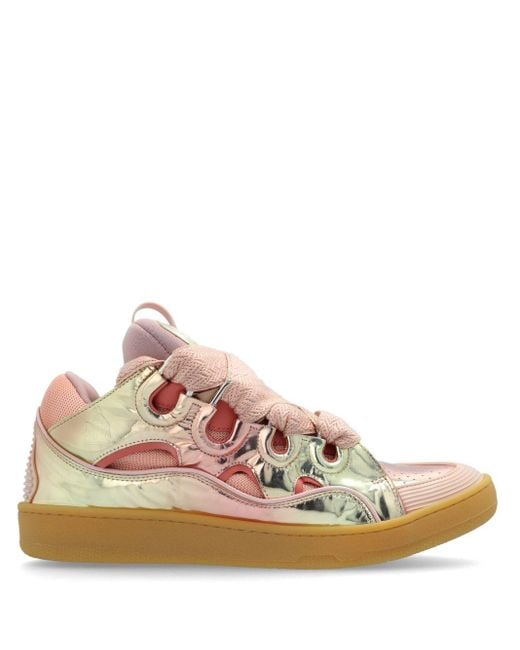 Lanvin Pink Curb Metallic Leather Sneakers