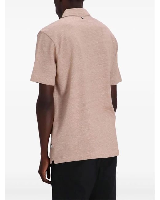 Boss Pink Mélange-Effect Short-Sleeve Polo Shirt for men