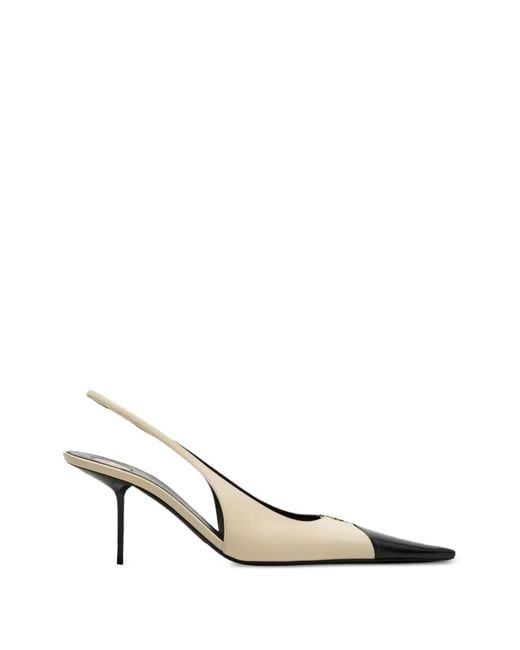 Saint Laurent White Babylone Leather Slingback Pumps
