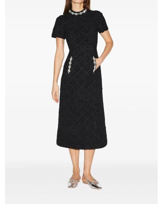 Huishan Zhang Black Theon Maxikleid Mit Verzierter Tasche