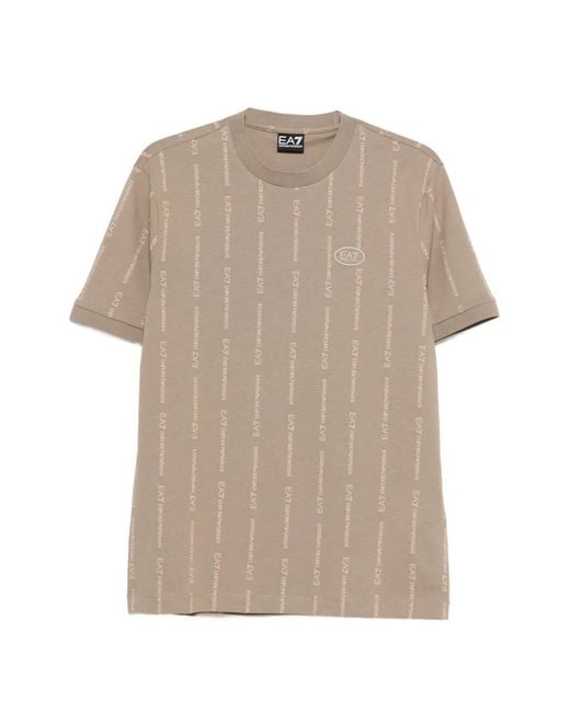 EA7 Natural Logo-Striped T-Shirt for men