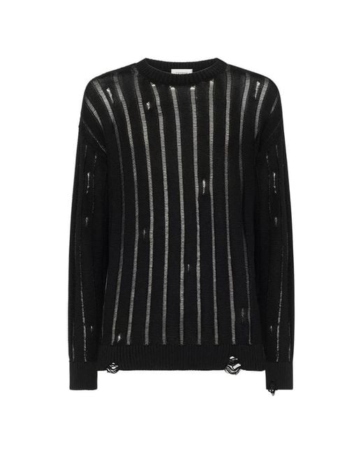 Pull Rayé Déchiré Laneus pour homme en coloris Black