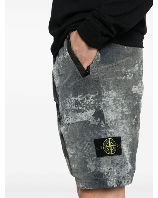 Stone Island D Camo Shorts mit Logo-Patch in Gray für Herren