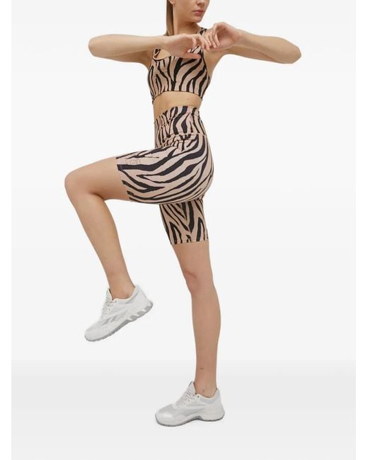 P.E Nation Natural Zebra-Print Compression Shorts