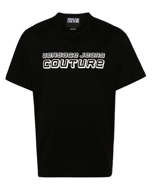 T-shirt en coton à logo appliqué Versace pour homme en coloris Black