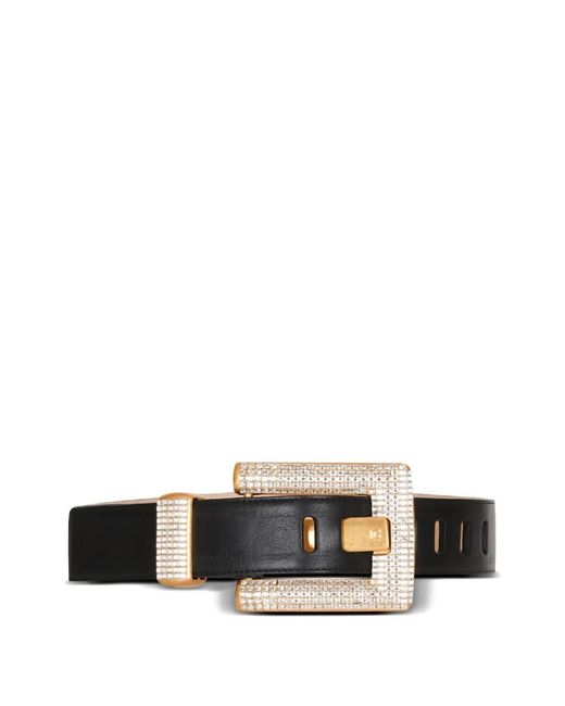 Balmain White Anthem Square-Buckle Belt
