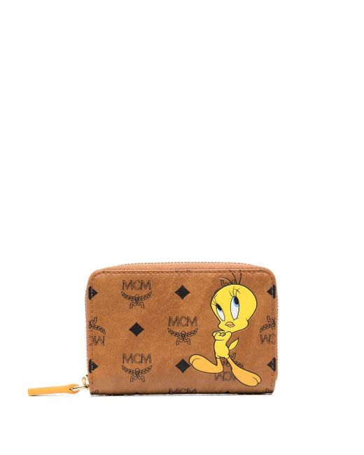 MCM Brown X Looney Tunes All-around Zip Wallet