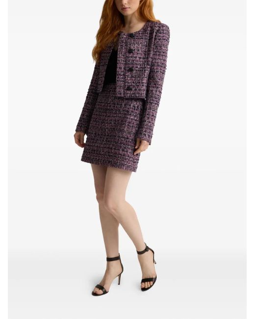 St. John Purple Lurex Tweed Mini Skirt