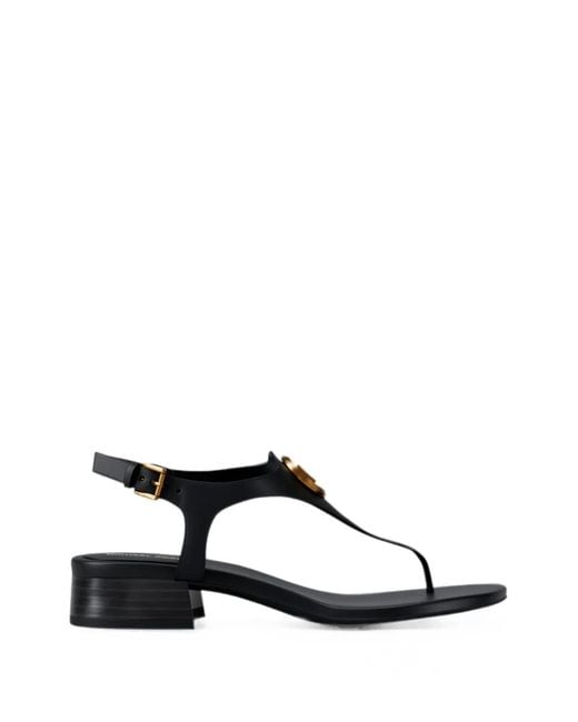 Michael Kors Black Mckenzie Logo-Plaque Sandals
