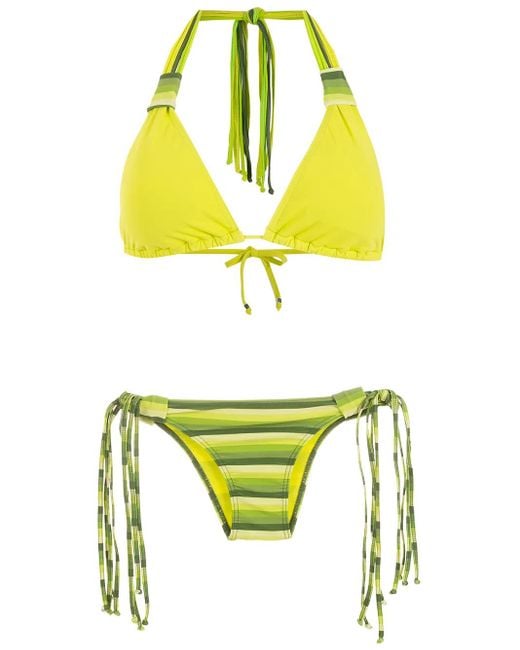 Amir Slama Yellow Striped Bikini Set
