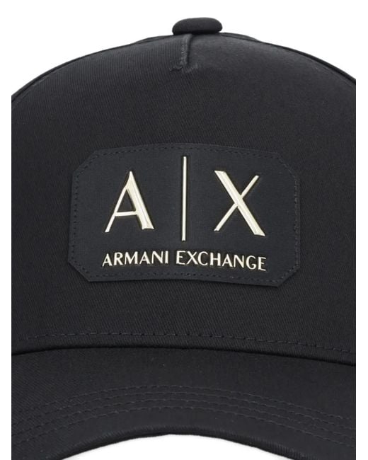ARMANI EXCHANGE Black Logo-Patch Baseball Cap for men