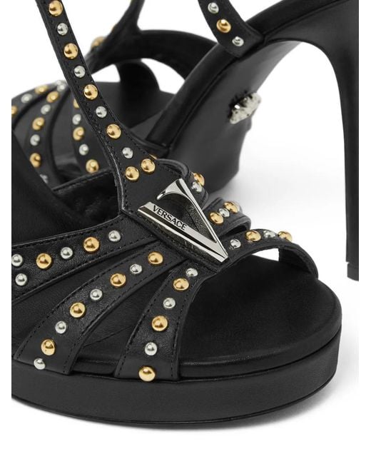 Versace Black 120Mm Leather Sandals