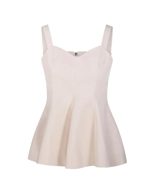Sandbeige Pink Flared Straps Top