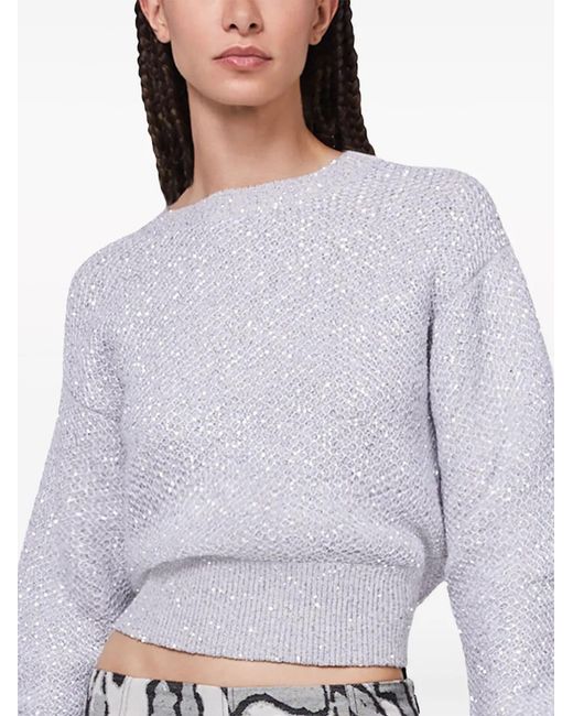 Stella McCartney Purple Sequin-Embellished Wool-Blend Jumper