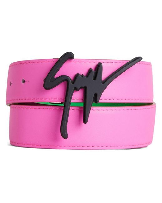 Giuseppe Zanotti Pink Signature Logo Buckle Belt for men