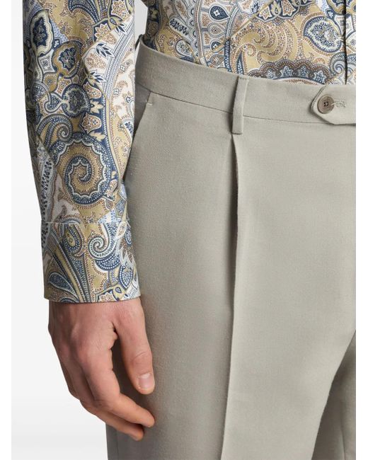 Etro Gray Wool Trousers With Pleats for men