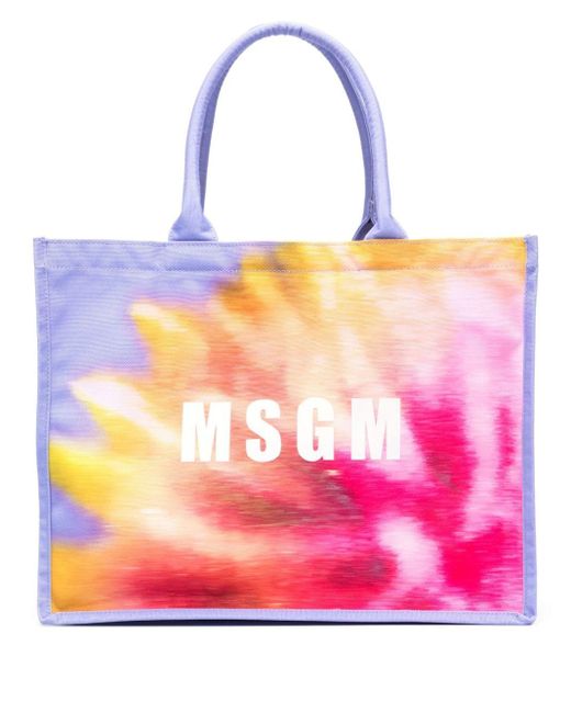 MSGM Pink Abstract-print Tote Bag