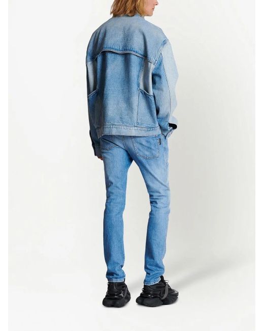 Balmain Blue Panelled-Design Denim Jacket for men