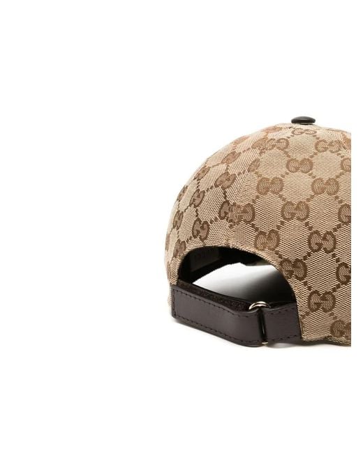 Gucci Brown Monogram-Pattern Striped-Trim Woven Cap