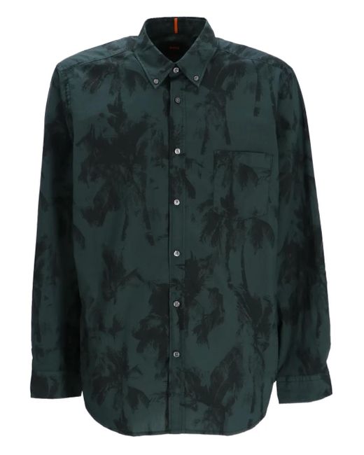 Boss Green Palm Tree-Print Button-Up Shirt for men