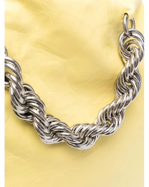 Jil Sander Yellow Metallic Top-Handle Leather Tote Bag